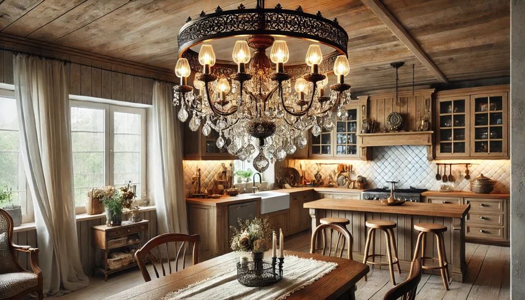 05 - Cooking Space With Vintage-Style Chandeliers Meets Modern Function