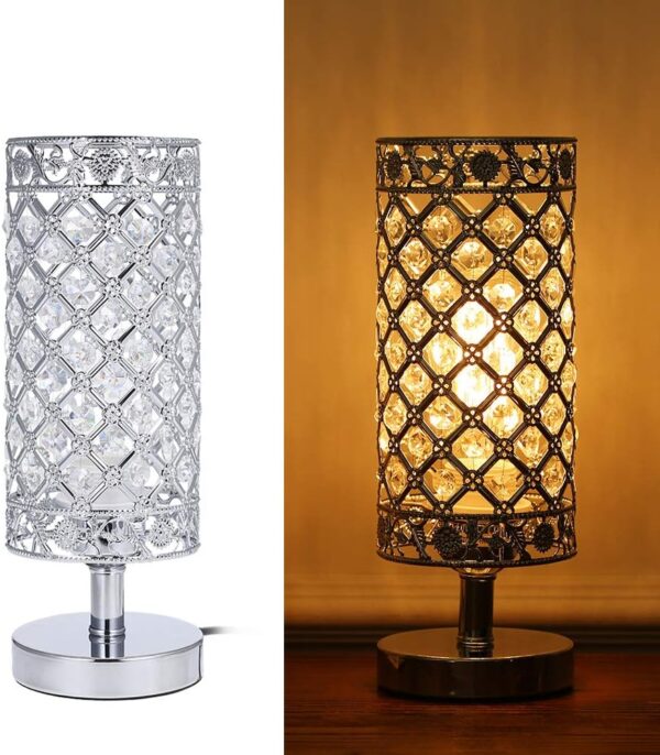 Crystal Table Lamp with Radiant Silver Finish modes