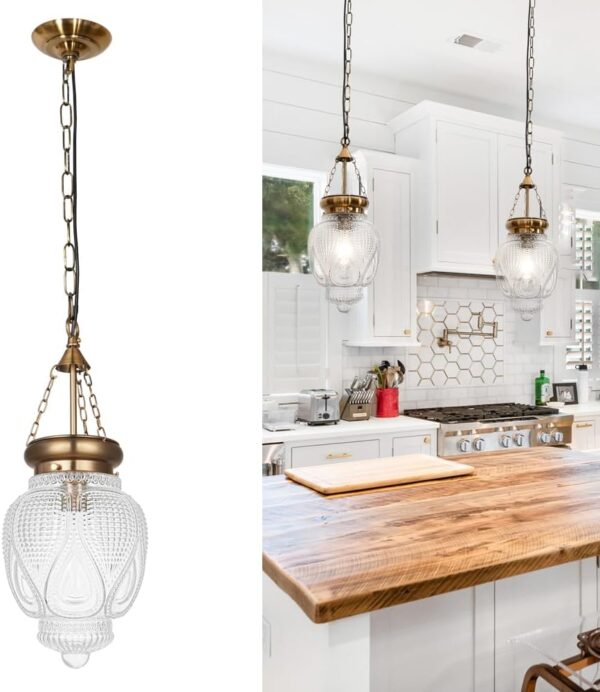 Farmhouse Pendant Light Rustic Brass Finish 1