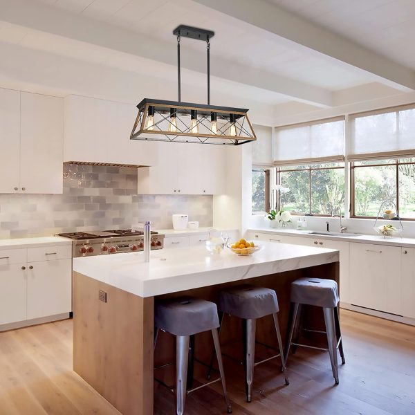 Five Light Linear Rustic Kitchen Island Illumination kitchen area