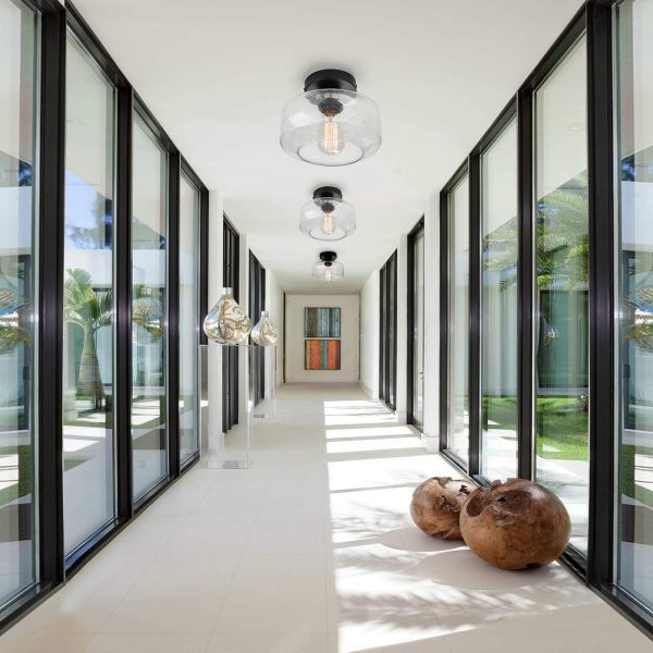 Modern Seeded Industrial Glass Kitchen Light hallway